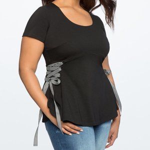 Eloquii Ribbon Laced Peplum Top